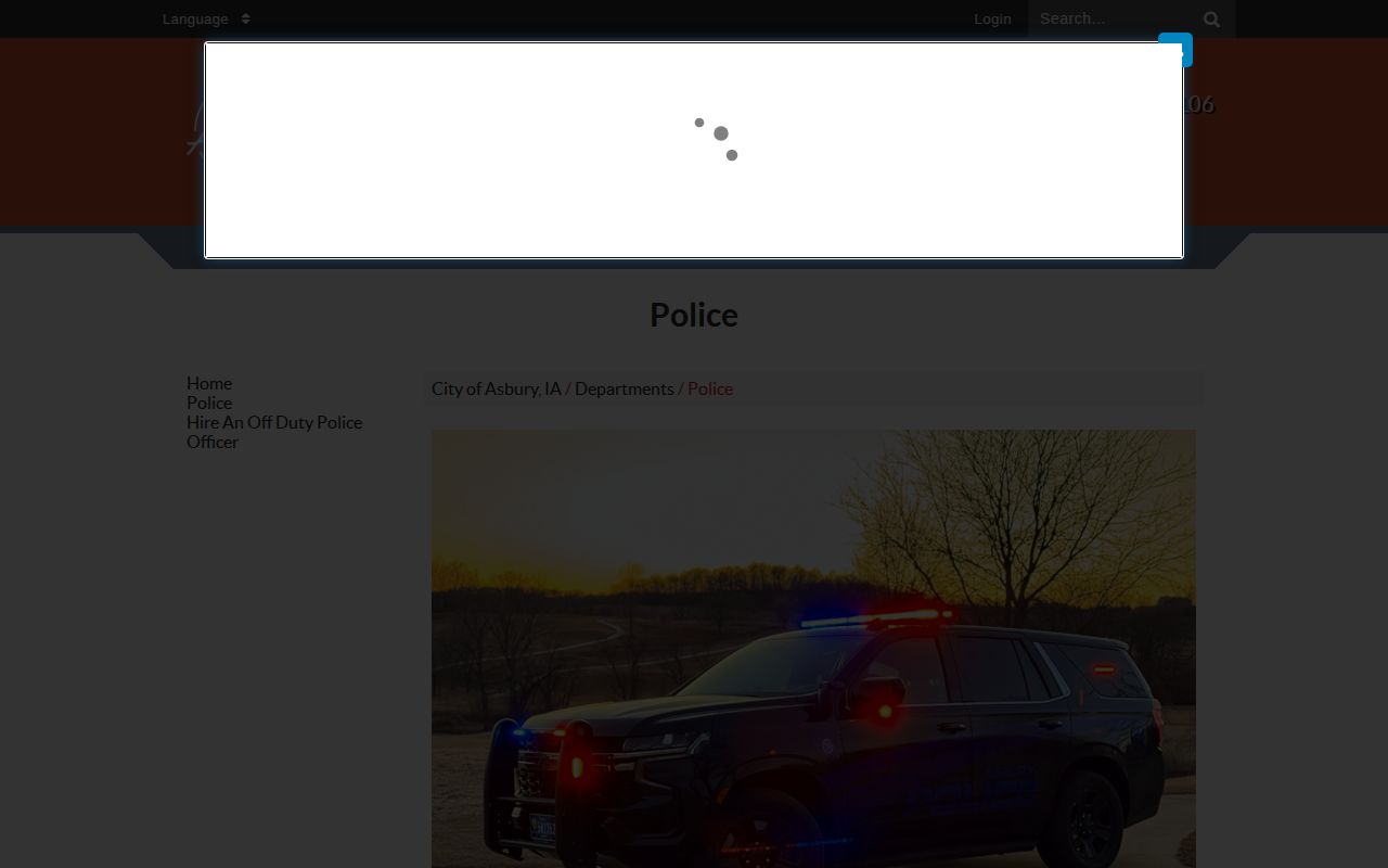 Official Asbury Police page with centralized dispatch information